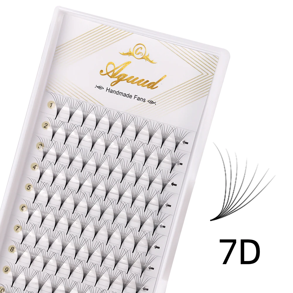 AGUUD 5 Trays/Lot Thin Roots Slim Base Vorgefertigte Fächerwimpern mit scharfer, spitzer Basis, Promade Russian Volume Fans, Wimpernverlängerungen, Faux