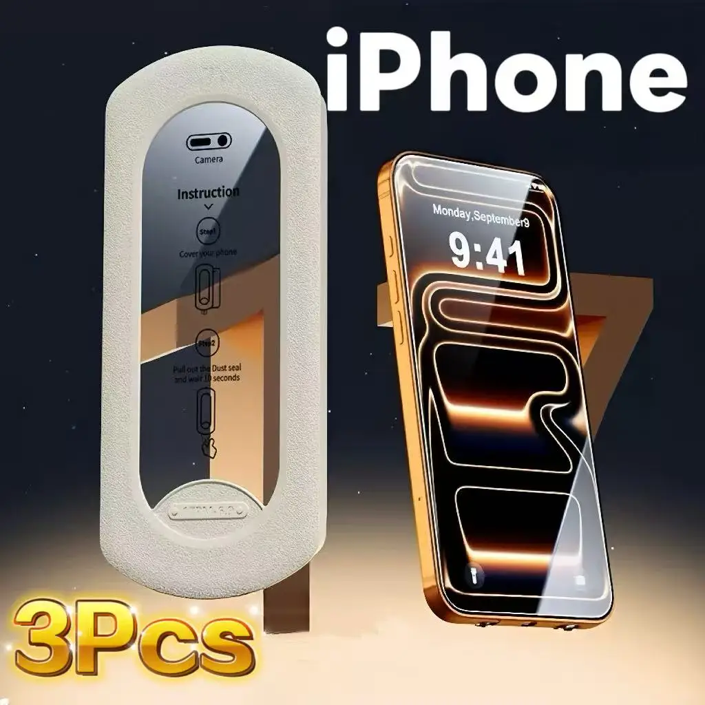 

Защитная пленка из закаленного стекла HD для iPhone 17 16 15 14 13 PRO MAX PLUS XS XR, 3 шт., ультра прозрачная защита от царапин и отпечатков пальцев