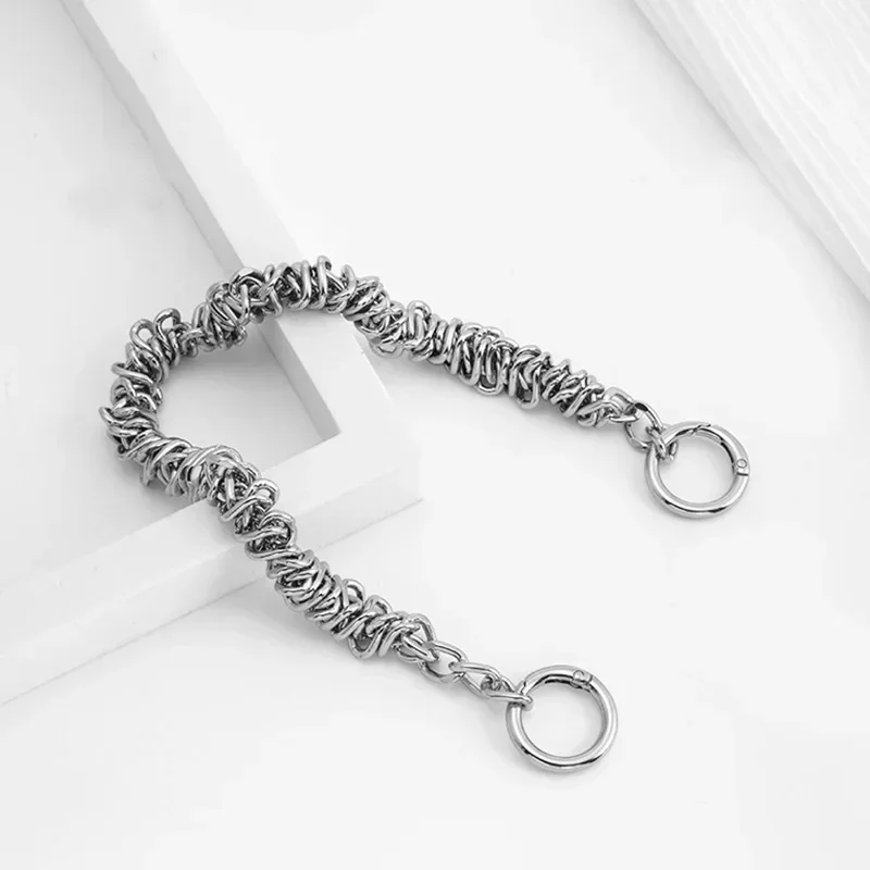 Silver Irregular Shaped Handbag Chain Metal Handle for Shoulder Bag Replacement Bag Parts Metal Chain Bag Accessories