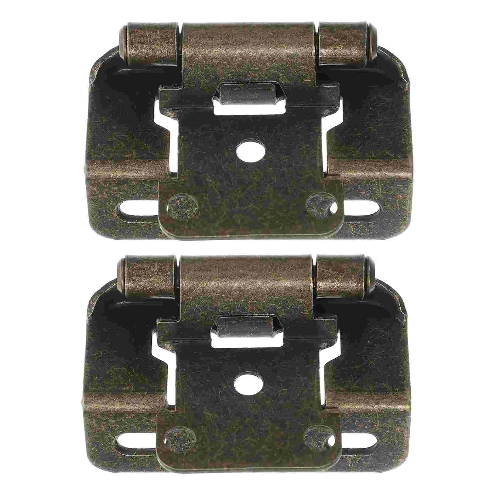 2 ชิ้นปิดตัวเองบานพับกึ่งห่อบานพับตู้ฝัง Inset รีดเย็นแผ่นเหล็ก Heavy Duty ประตูแปรงนิกเกิล