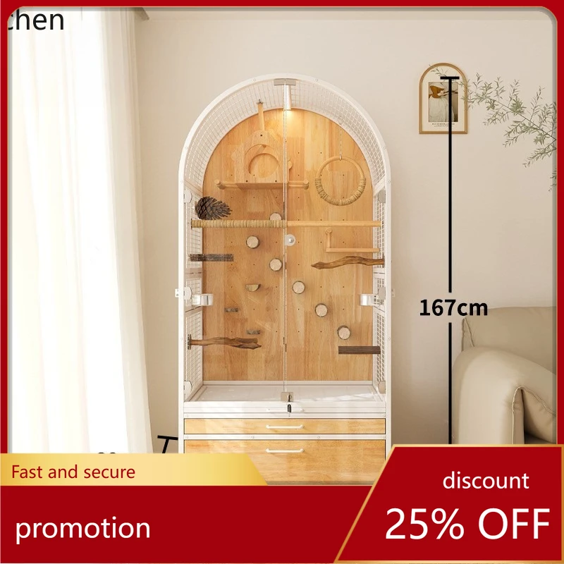 Hxl large white bird cage solid wood does not take up space luxurious bird villa
