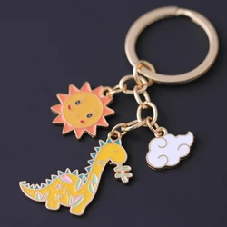 Charm Dinosaur Keychain Colorful Enamel Gift Women Key Chain Car Bag Pendant Jewelry Fashion Gifts