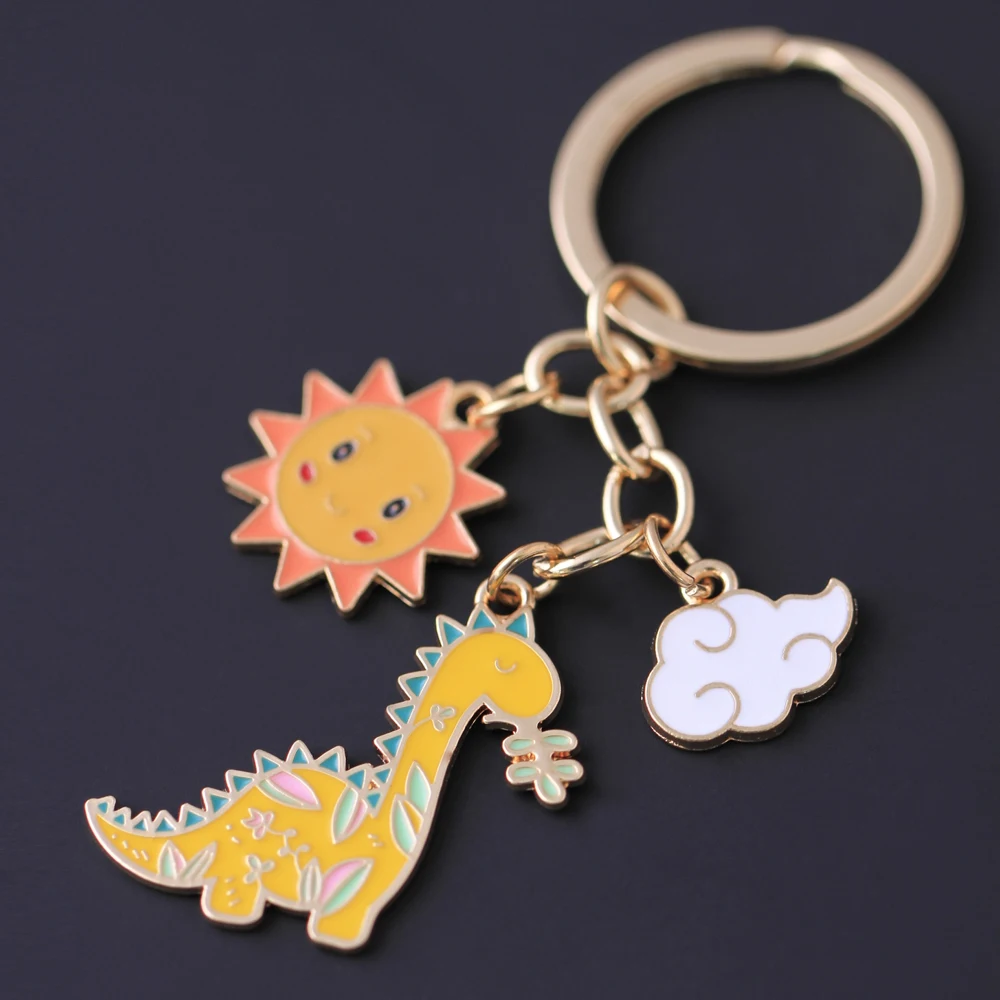 Charm Dinosaur Keychain Colorful Enamel Gift Women Key Chain Car Bag Pendant Jewelry Fashion Gifts