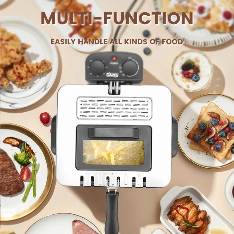 Electric frying boiler 5L large-capacity multi-functional fryer timed stall cylinder fried chicken skewer machine