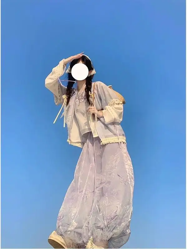 

New Chinese Style Lantern Pants Set Adorable Retro Fashion Improved Daily Commute Suitable Hanfu Women's Clothing