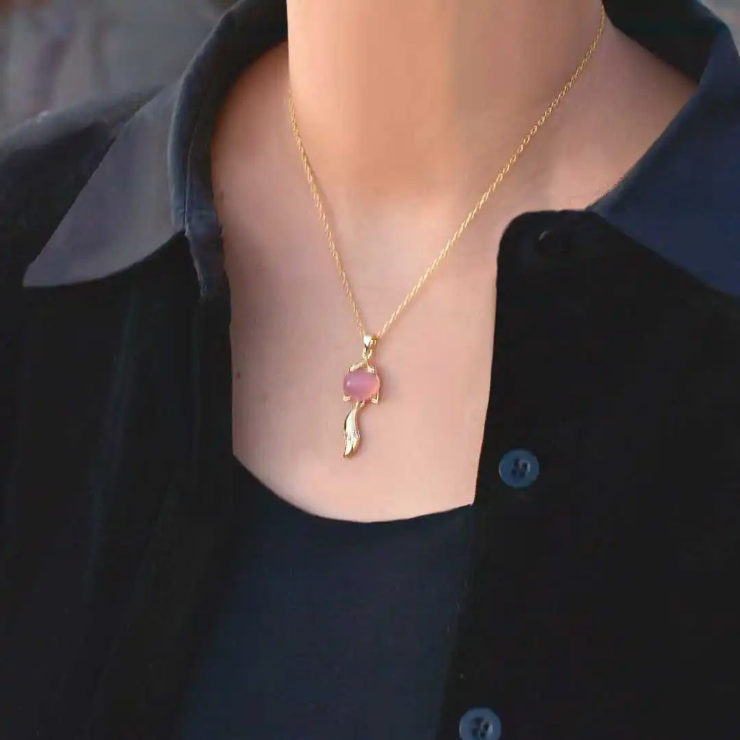 

Natural jade inlaid with chalcedony Smart stylish pendant necklace Men's Women's jewelry chain couple birthday wedding gift