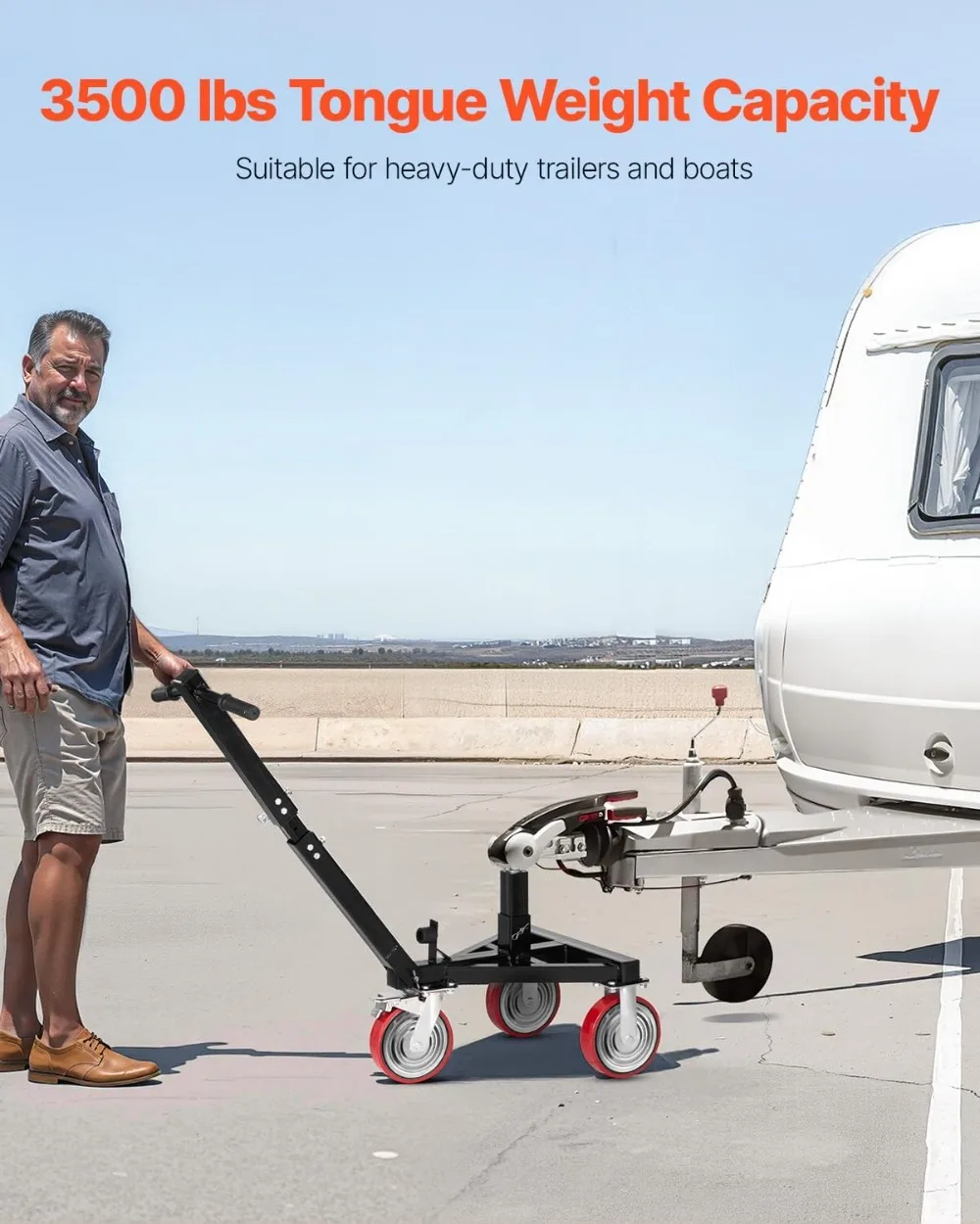 

3500lbs Trailer Dolly, 18-22in Height Adjustable, 8in Swivel Wheels, Hitch Ball for RV Boat Moving