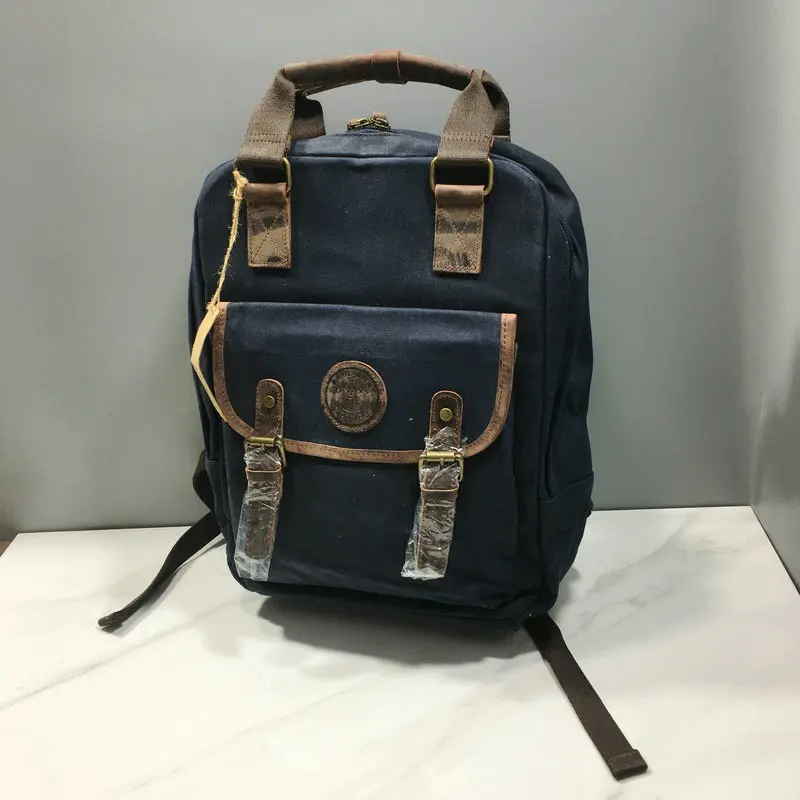 Pepper salt waterproof oil wax canvas travel backpack American retro outdoor tooling computer backpack men