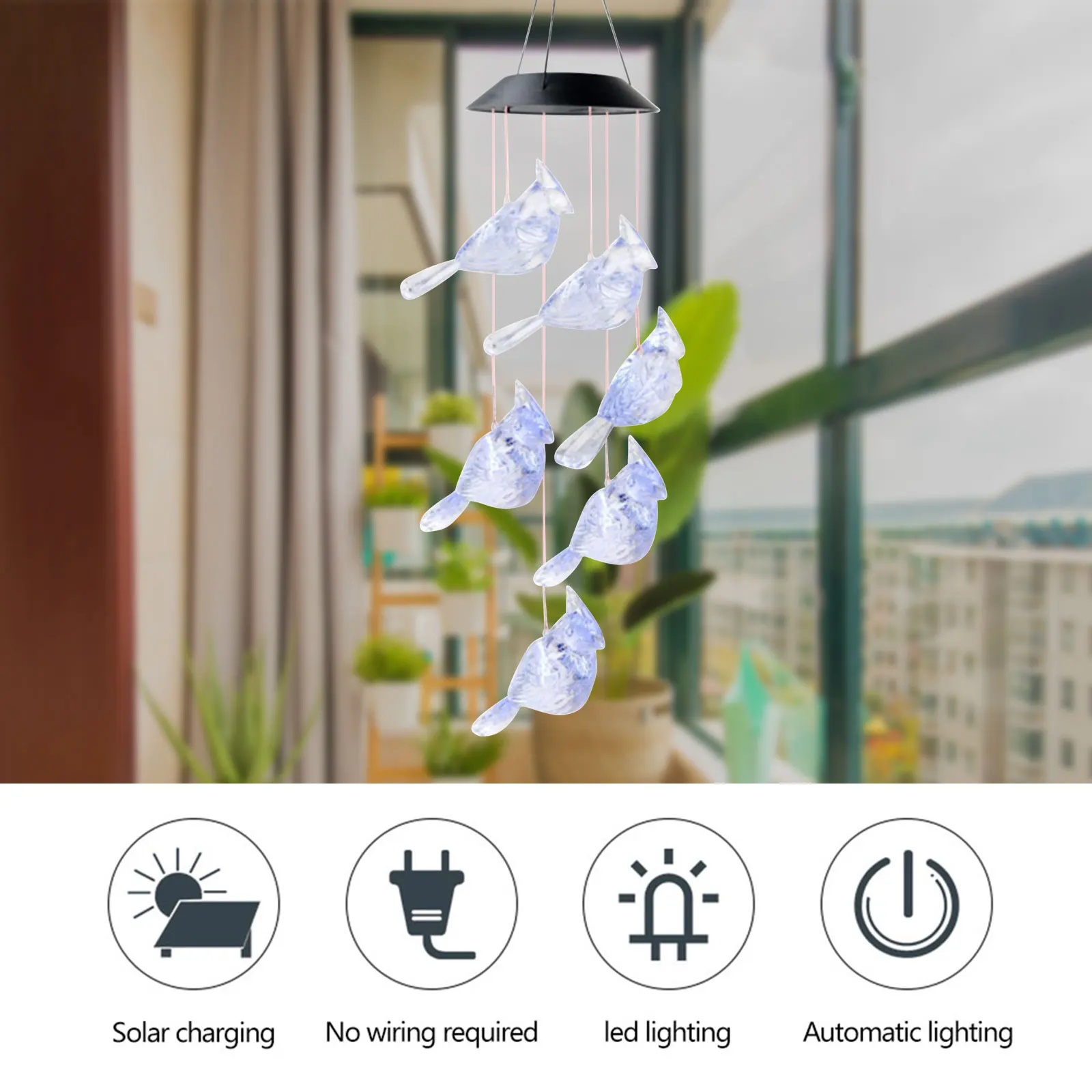LED Solar Wind Chimes Color Changing Hanging Wind Bell Decorations for Indoors Outdoors Fences Courtyards Windows Yard Garden