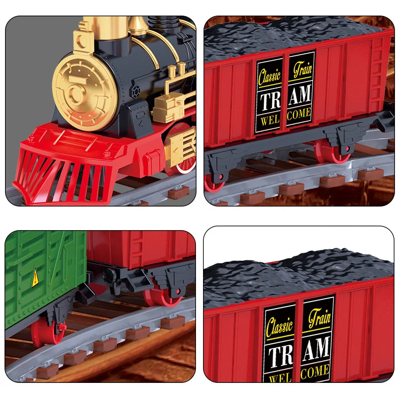 Christmas Electric Train Toy With Sound Light Railway Track For Kids Gift Christmas Tree Decorations Steam Train Toy Xmas Gift