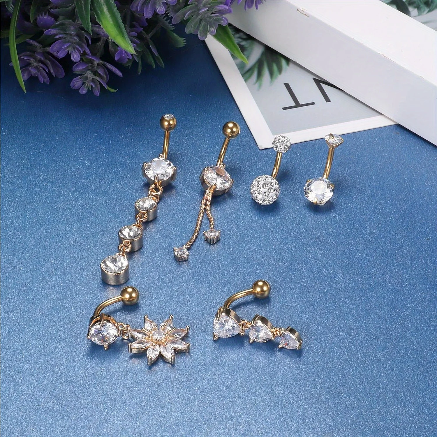 Cute Cubic Zirconia Dangle Belly Button Ring