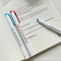 5 Colors Double Headed Highlighter Pen Set Fluorescent Drawing Markers Highlighters Pens Art Japanese Cute Pastel Stationery 5