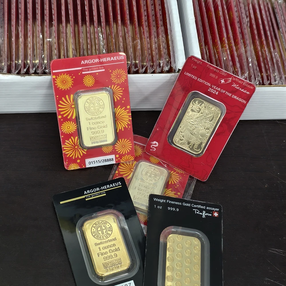 1 oz Swiss Gold Plated Bar Seal Packaging With An Independent Serial Number Copper Bar Gold Block Craft Home Decor Collection