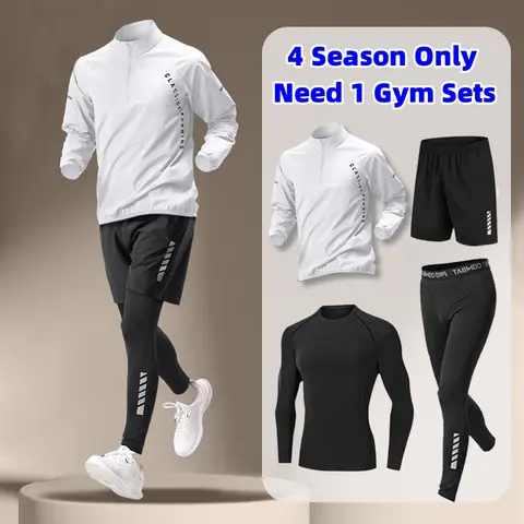 Set da palestra da uomo top sportivi all'aperto pantaloni giacca a vento giovanile alla moda tute traspiranti abbigliamento da allenamento da Jogging che indossa 4 stagioni