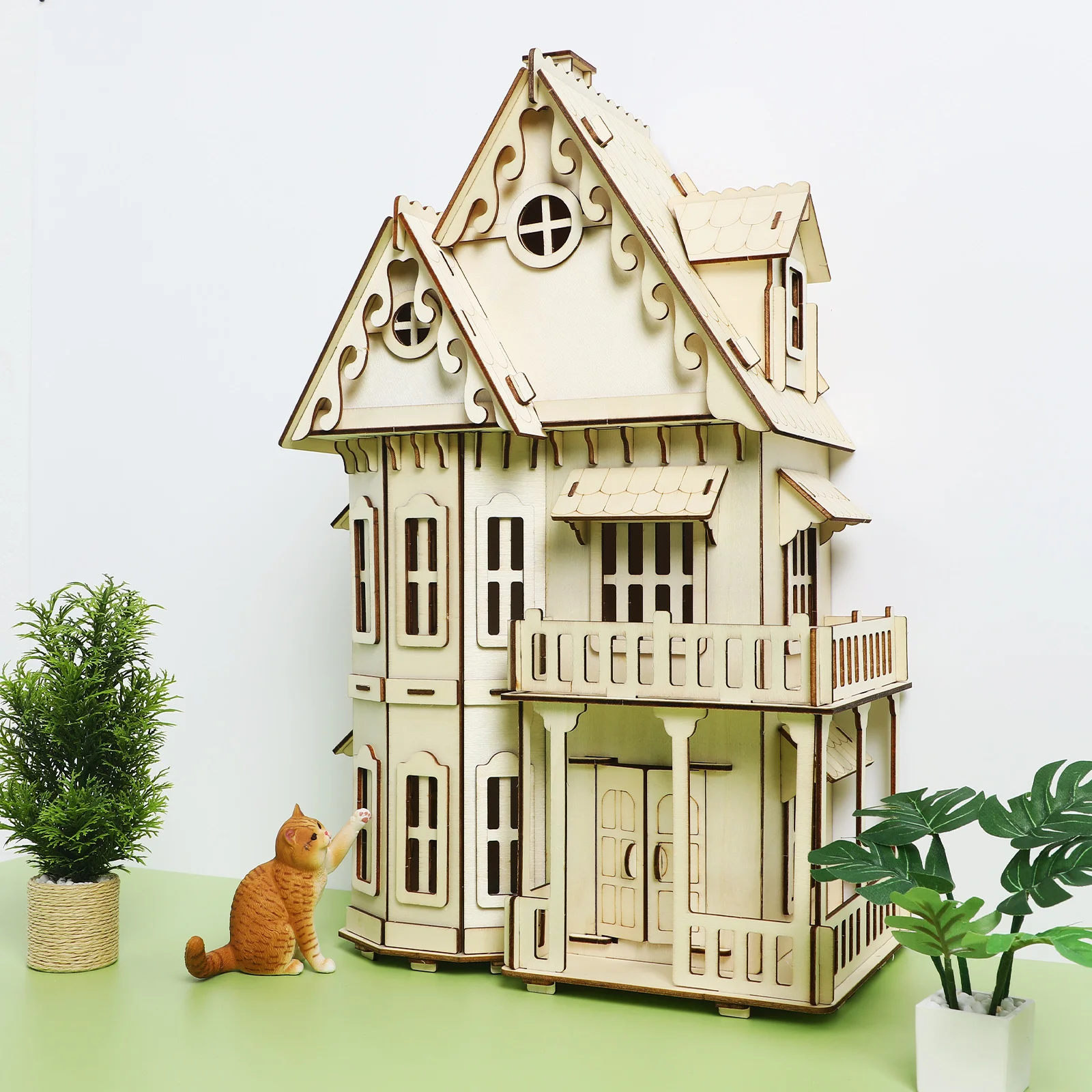 3 D Gothic Villa Puzzle House Three-dimensional Assembly Wooden Model 3d Puzzles For Adult