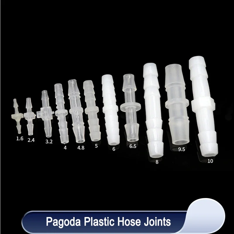 

10~50pcs Pagoda Plastic Hose Joint 1.6 2.4 3.2 4 4.8 5.6 6.4 8 9.5 10 mm Straight Type Accessories Pipe Hose Connector