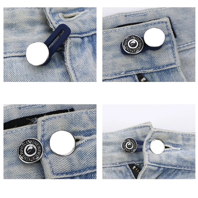 

5pcs Sewing Pins Buttons Adjustable Disassembly Retractable Jeans Waist Button Metal Extended Buckles Pant Waistband Expander