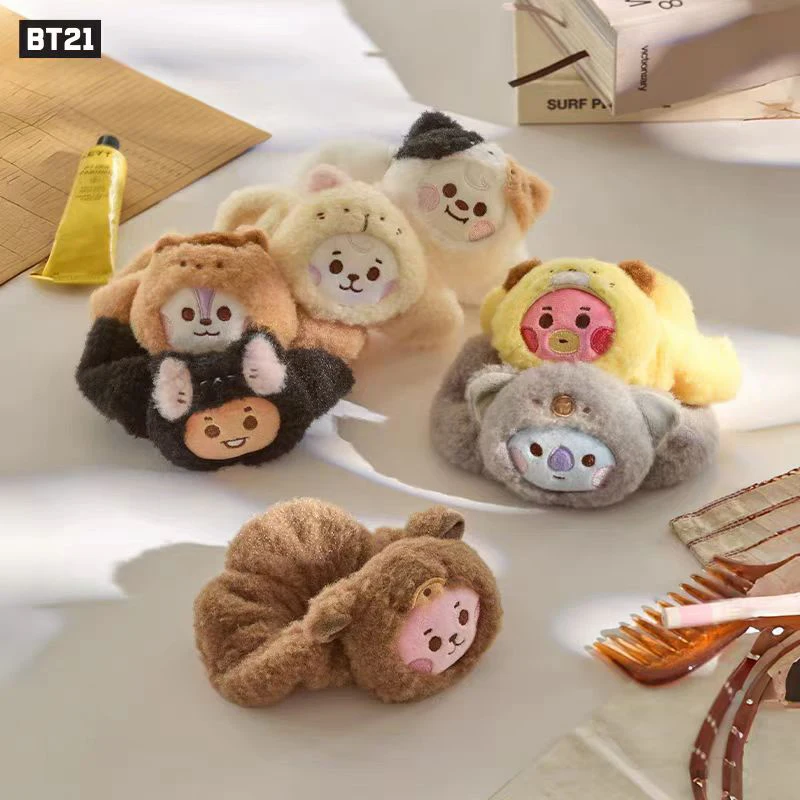 

Linefriends Bt21 Baby Zoo, серия второго поколения, зимние милые плюшевые резинки для волос, повязка на голову, украшения, подарки, коллекционные предметы