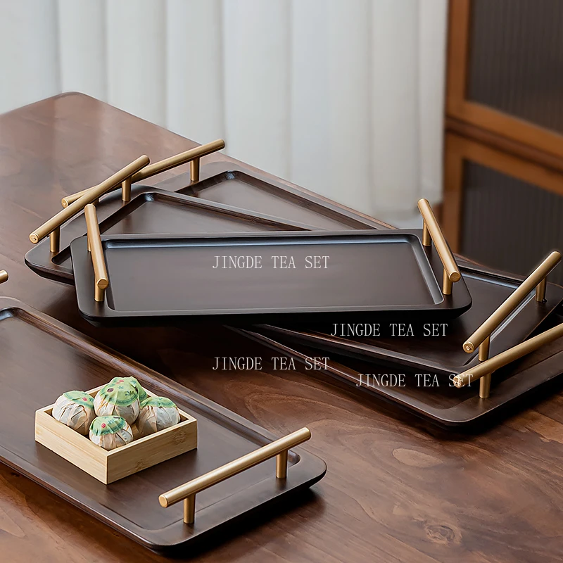 

Handheld Tea Tray Household Bamboo Tray with Handle Chinese Style Tea Tray Teapot Trays Living Room and Office Small Tea Trays
