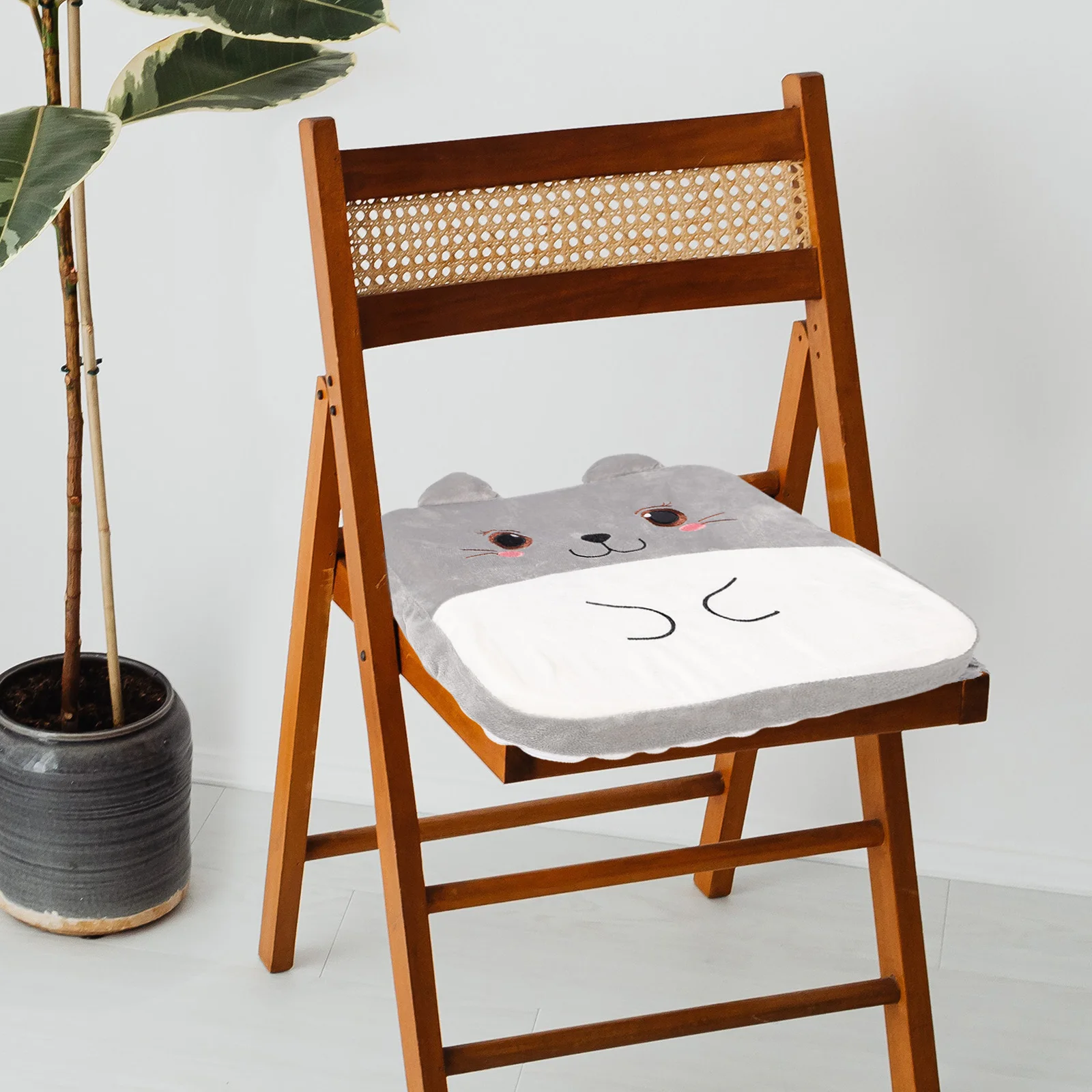 Cuscino per seggiolino per bambini, spessore 5 cm, cartone animato, gatto grigio, cuscino rialzato per bambini, per sala da pranzo, apprendimento, antiscivolo, per tutte le stagioni