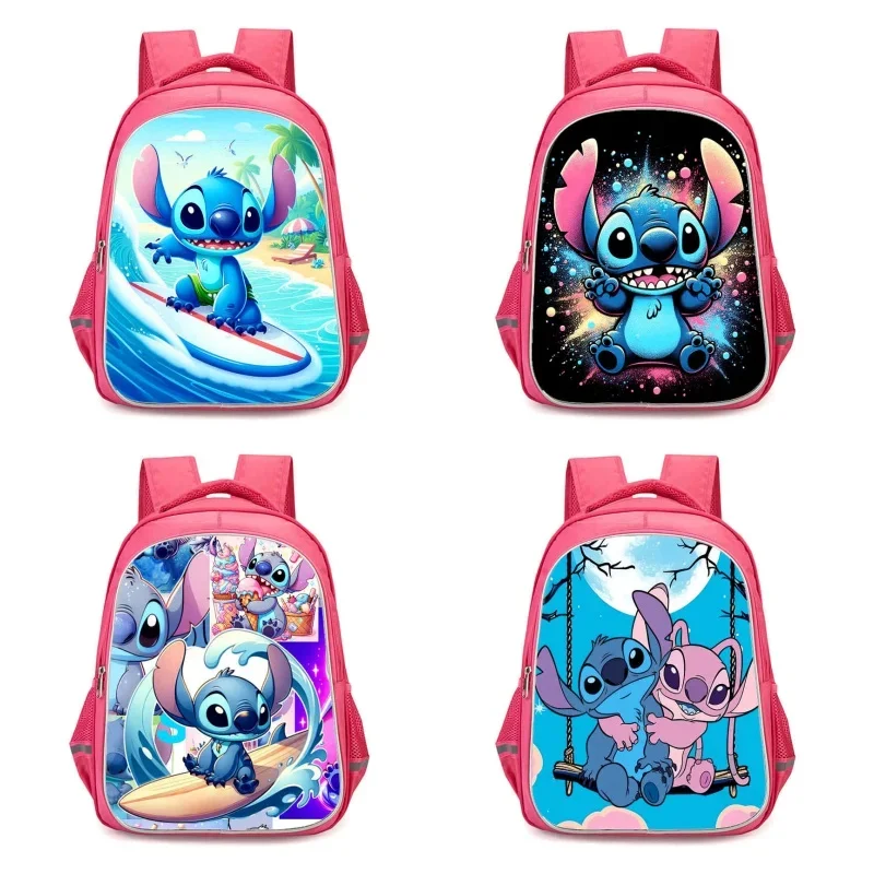 16-inch Stitch School Bags with Double Zipper Pocket,Cartoon Bags for Girls,Durable Kids Bags for Pupil Students