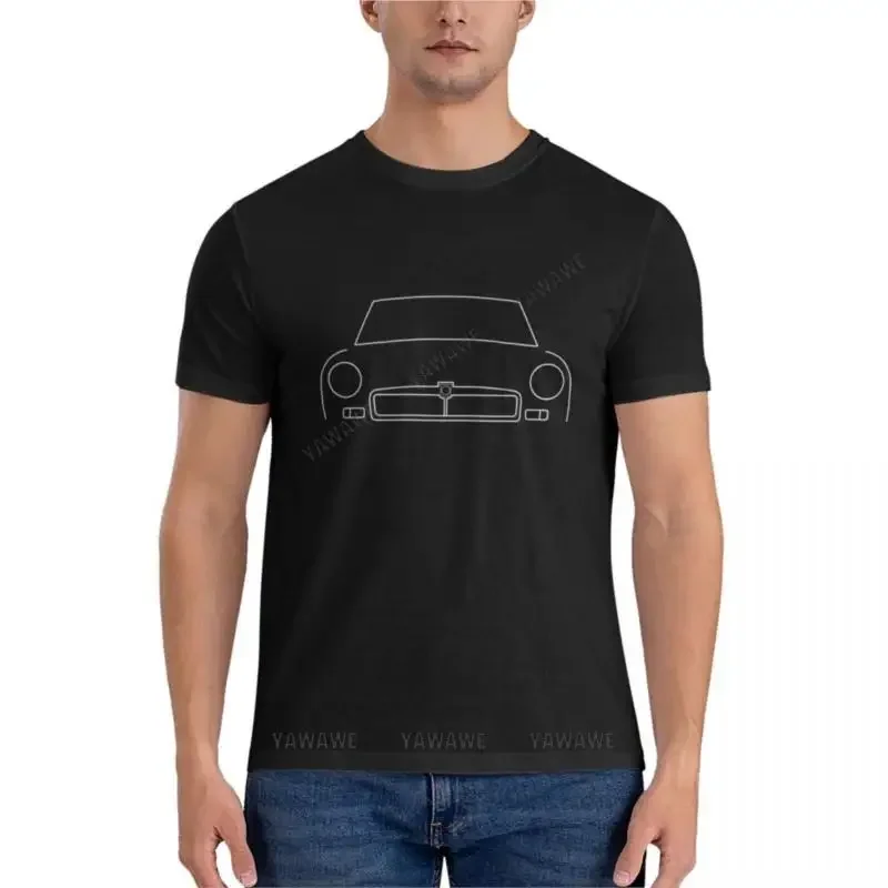 

2025 New MGB Classic Car silhouette graphics (white) Classic 100% cotton T-shirt men's tall T-shirt short sleeve men's