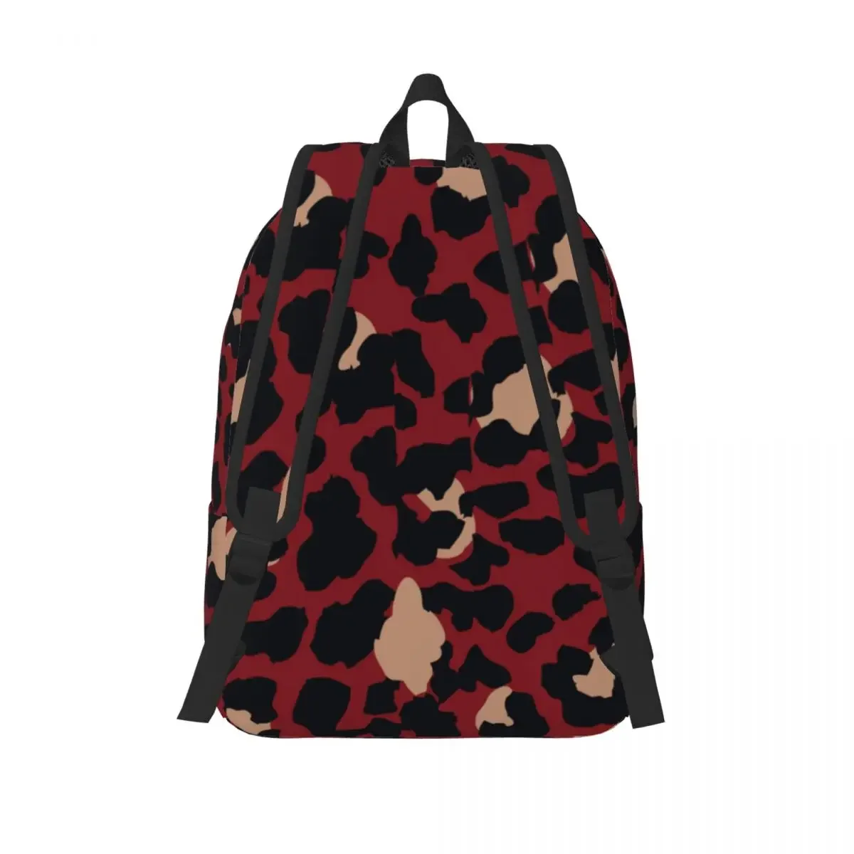 Mochila roja de piel de Animal de leopardo para hombres y mujeres, mochila de negocios para estudiantes adolescentes, bolsas de lona universitarias ligeras