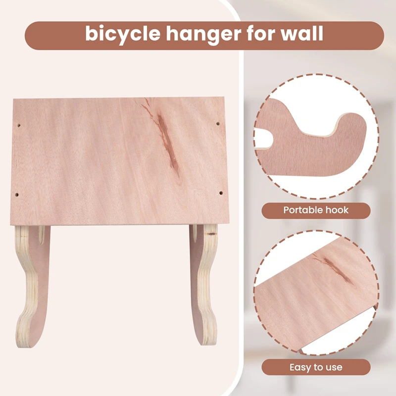 Bike Wall Rack Road Mountain Bicycle Wall Hangers Hooks Indoor Wooden Cycling Hanger Bicycle Storage Mount Holder