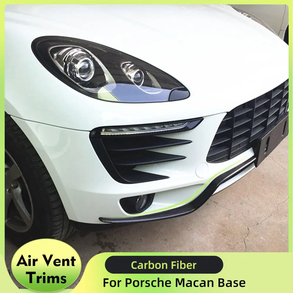 

Накладки на передний бампер (канарды) с воздухозаборниками для Porsche Macan Base 2014-2017, передние воздуховоды, сплиттеры, элементы обвеса из карбона