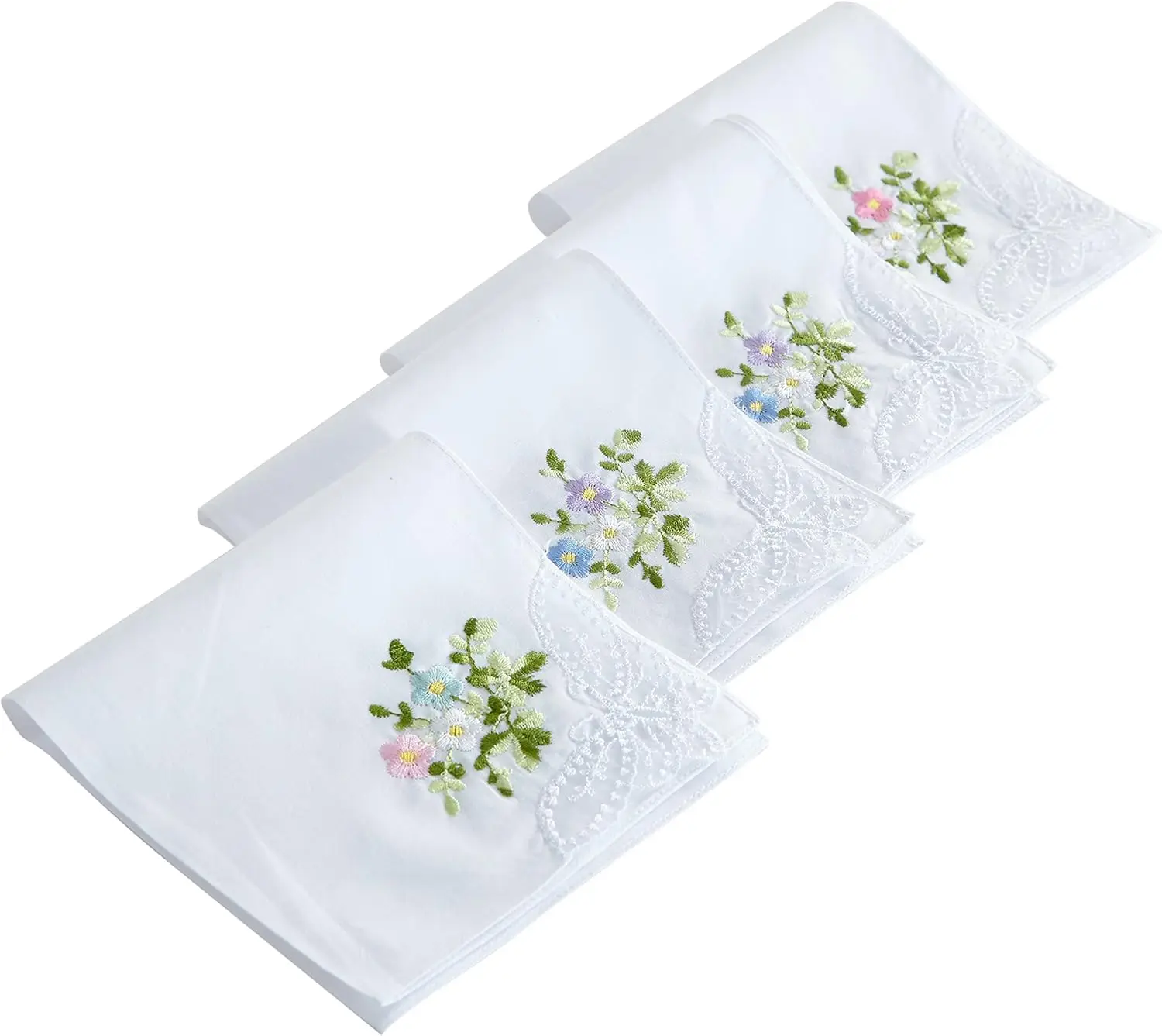 Cotton Embroidery Ladies' Handkerchiefs Lace Set of 12