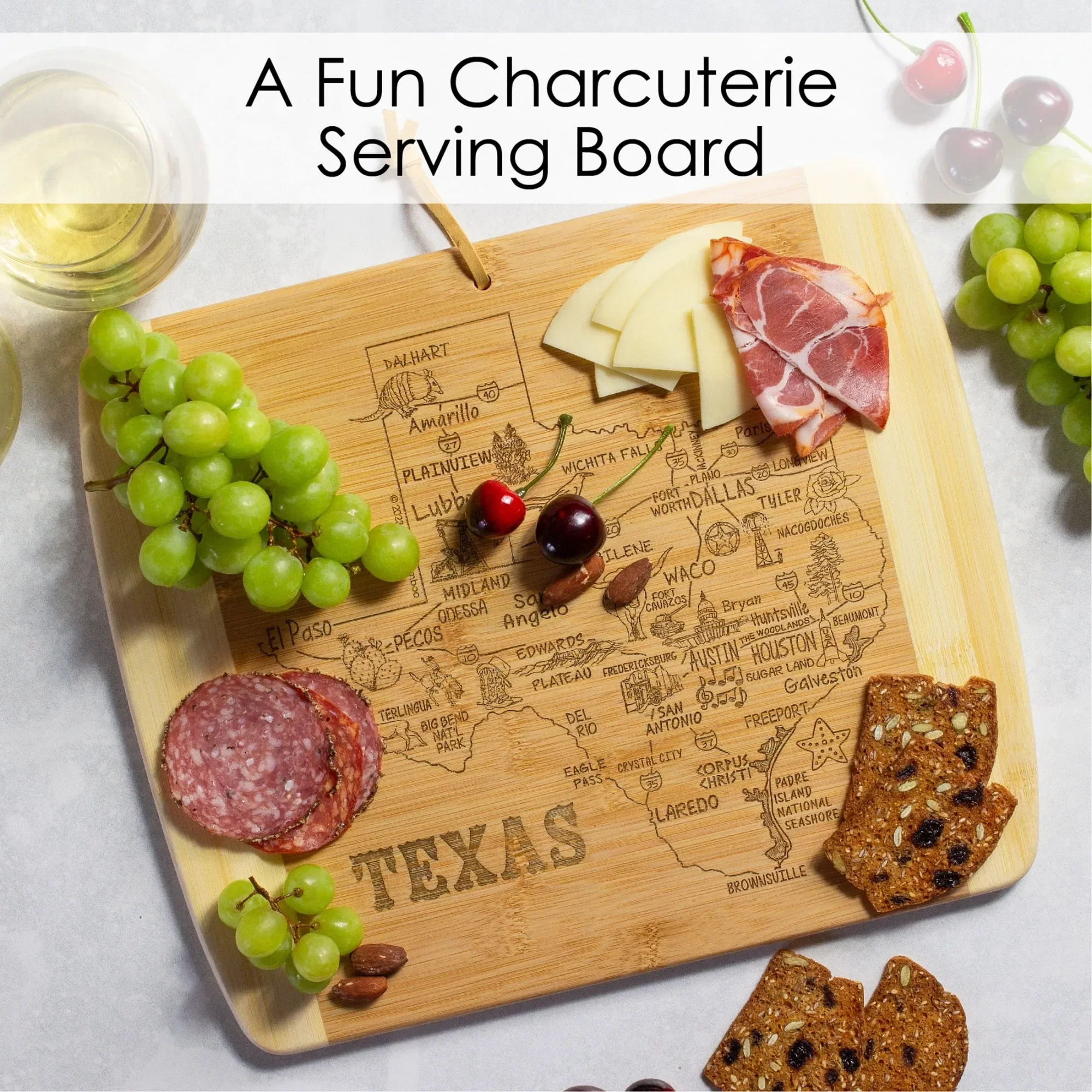 (2-pack) Bamboo cutting board. 13x11 inches, charcuterie platter. Durable, lightweight, and easy to clean.