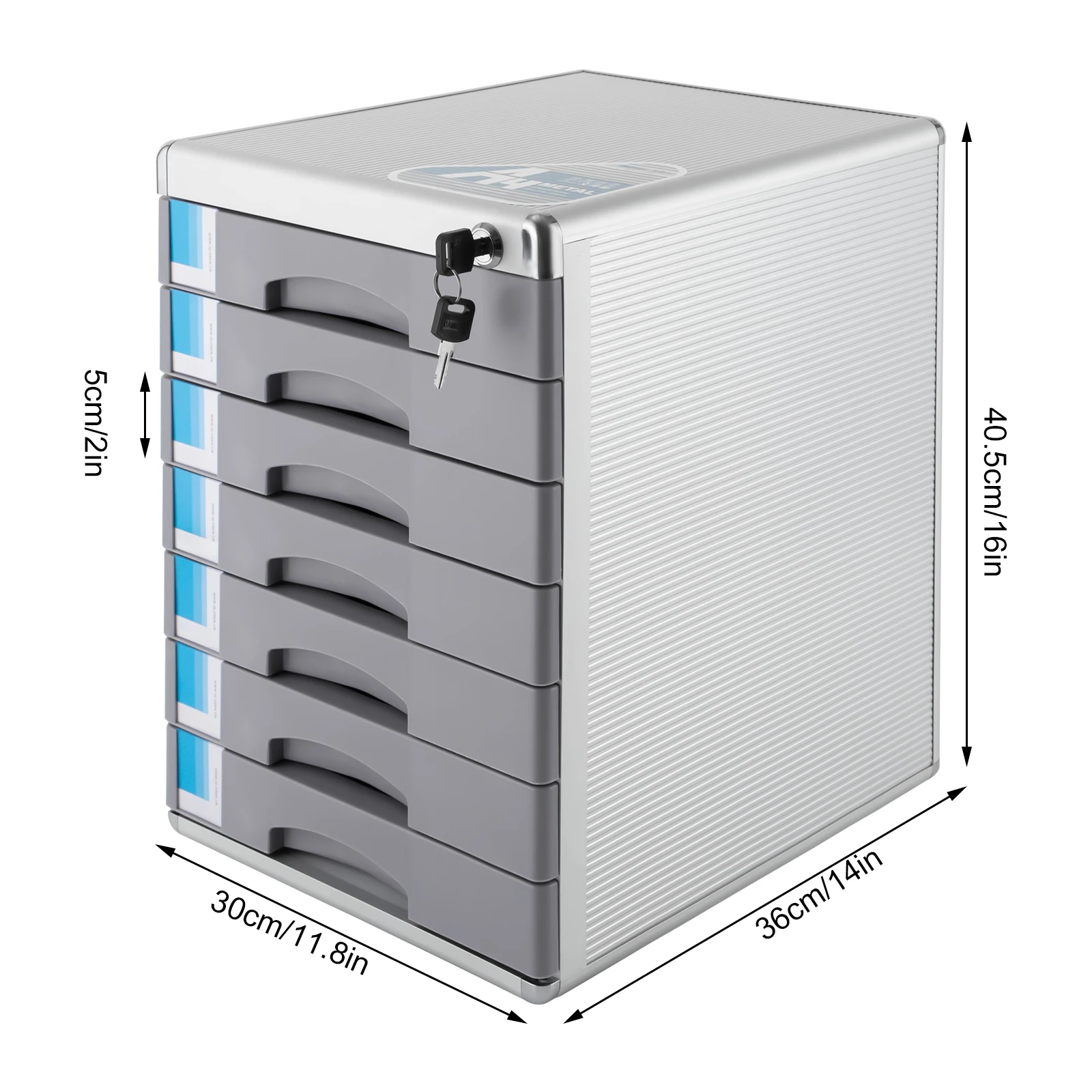 Office Filing Cabinet, 7 Drawer Aluminum Alloy Desktop File Cabinet ,with Lock for Home & Office NEW