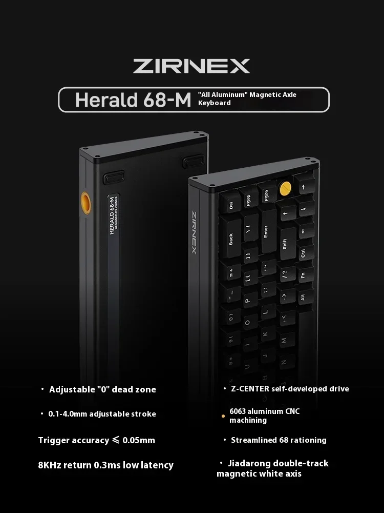 ZIRNEX Herald68-M, saklar magnetik Keyboard mekanik 8K hz berkabel Keyboard Gaming paduan Aluminium Keyboard RGB Pc Aksesoris