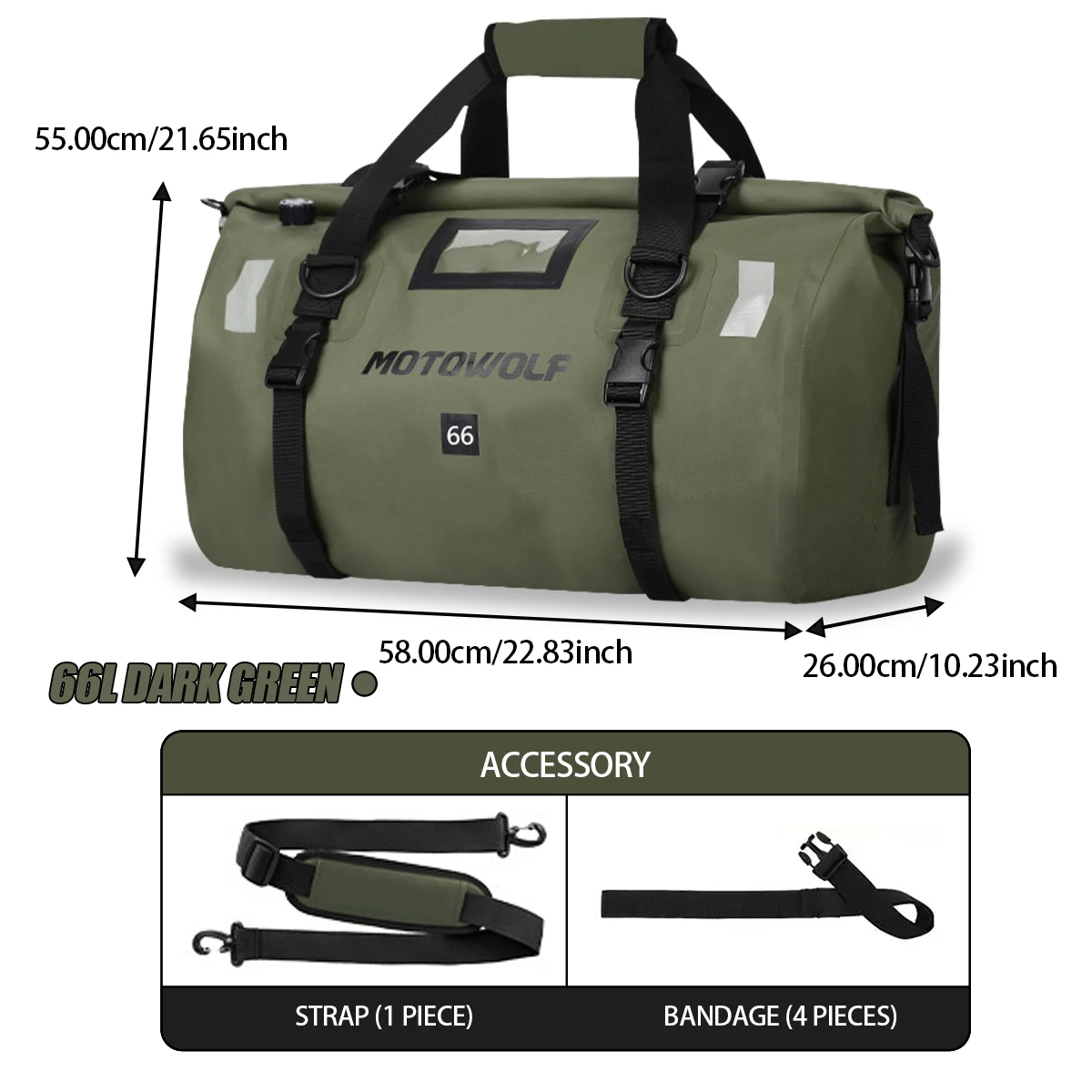 

66LMotorcycle Waterproof TailBag Travel Outdoor Dry Luggage Roll Pack Bag Motorbike Luggage Backpack Motorcycle Seat Bag