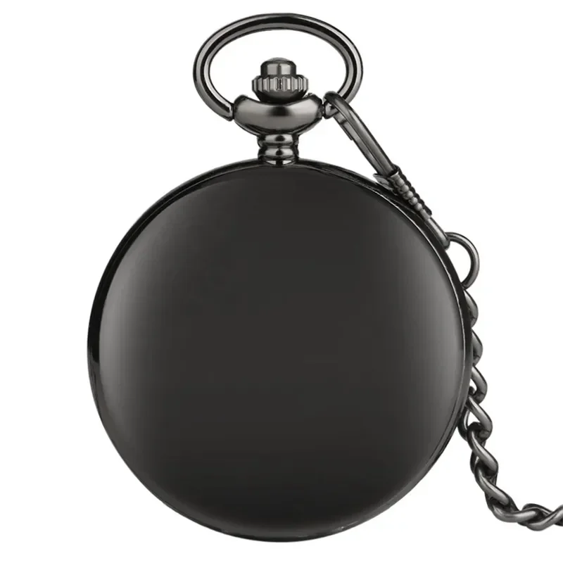 Steampunk To My Husband Series Men's Pocket Watch Black Quartz Analog Display Clock Pendant Chain Fob Watches Lover Gift