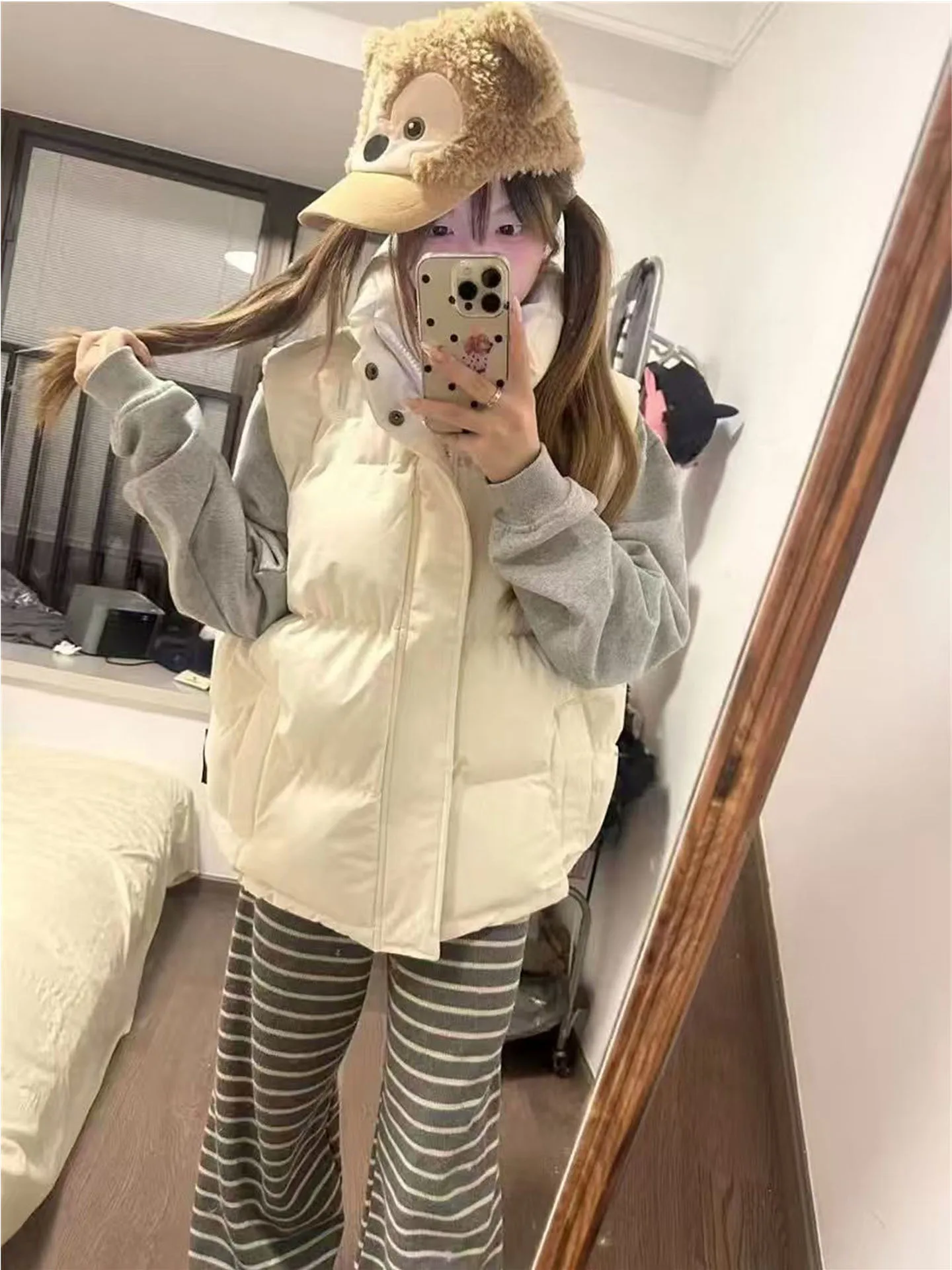 

Осенне-зимний утепленный свободный женский жилет-куртка однотонного цвета с воротником-стойкой в корейском стиле, повседневная верхняя одежда с завышенной талией