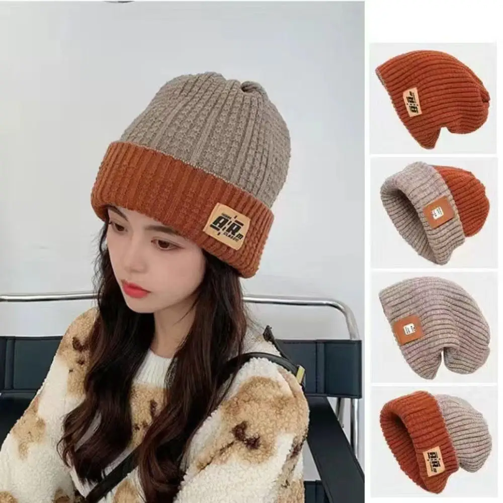 Gifts Ear Protection Hats Knitted Hats for Women Big Head Hats Warm Tools Double-sided Hats 4 in 1 Warm Wool Hat