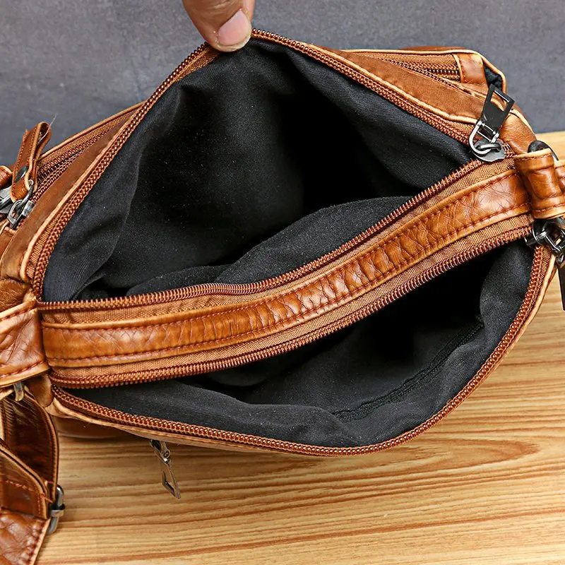 Women Vintage Shoulder Bags Female PU Soft Leather Handbag and Purse Pockets Crossbody Bags