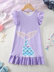 Girl's pajamas sleeveless mermaid print cute pajama dress summer
