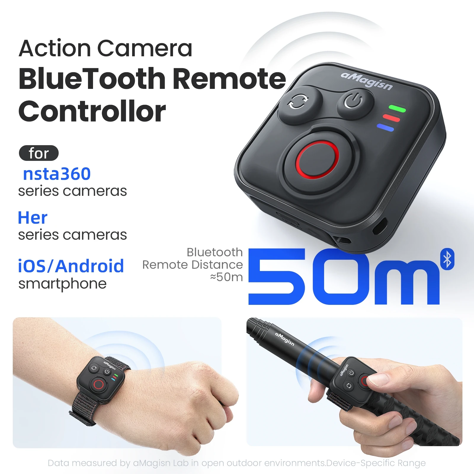 Bluetooth-compatible Remote Control for Insta360 X5 X4 X3 Ace Pro 2 GO 3S Sports Camera, Wireless Shooting Remote Accessory