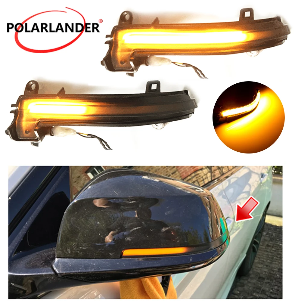 

2 шт. желтые динамические повторители поворотов в европейском стиле с затемненными линзами для BMW 1, 2, 3, 4 серий