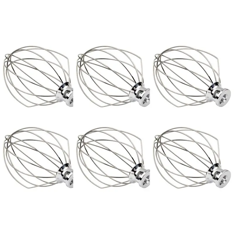 A76G-6X K5AWW Wire Whip Steel Wire Whisk Stainless Steel Egg Beater Mixer Mixing Head 5QT For American Kitchenaid