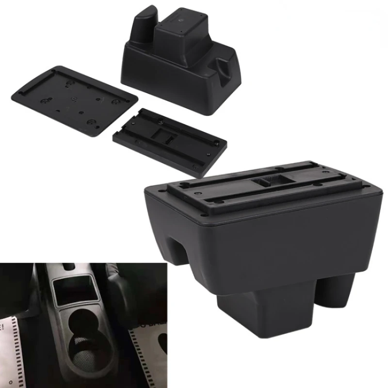 For Skoda Rapid Armrest Box Central Store Content With Retractable Cup Hole Large Space Dual Layer USB Charging