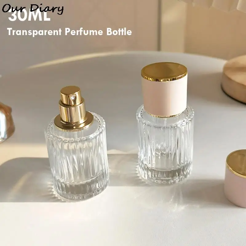 1Pc 30ML Perfume Glass Spray Bottle Portable Clear Cosmetics Perfume Atomizer High Capacity Empty Bottles Refillable