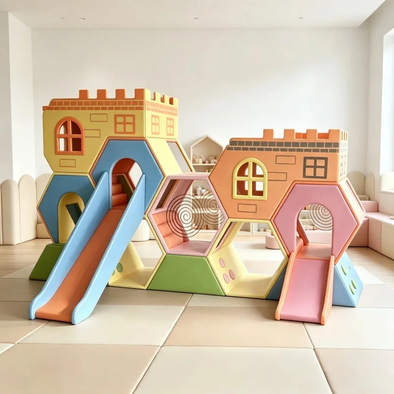 Commercial Safe Bee Hive Soft Play Maze Climber Slide Kids Sensory Training Play Set for Daycare Mall Kindergarten Event Rental