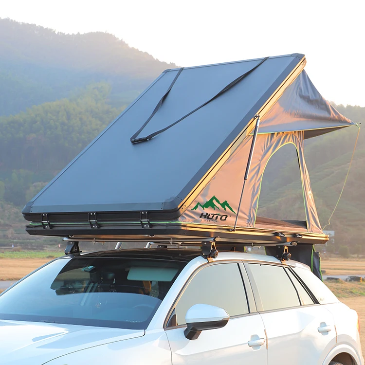 Camping Accessories Outdoor Rooftop Tents Triangle Clamshell Aluminum SUV Pickup Hard Shell Car Top Roof Tent 6