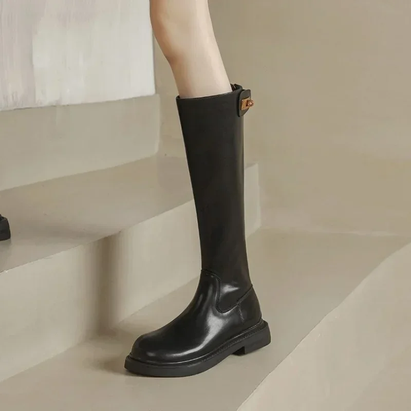 

Women Boots Boots-Women Female Shoes Winter Footwear Over-the-Knee Genuine Leather High Heel Rubber
