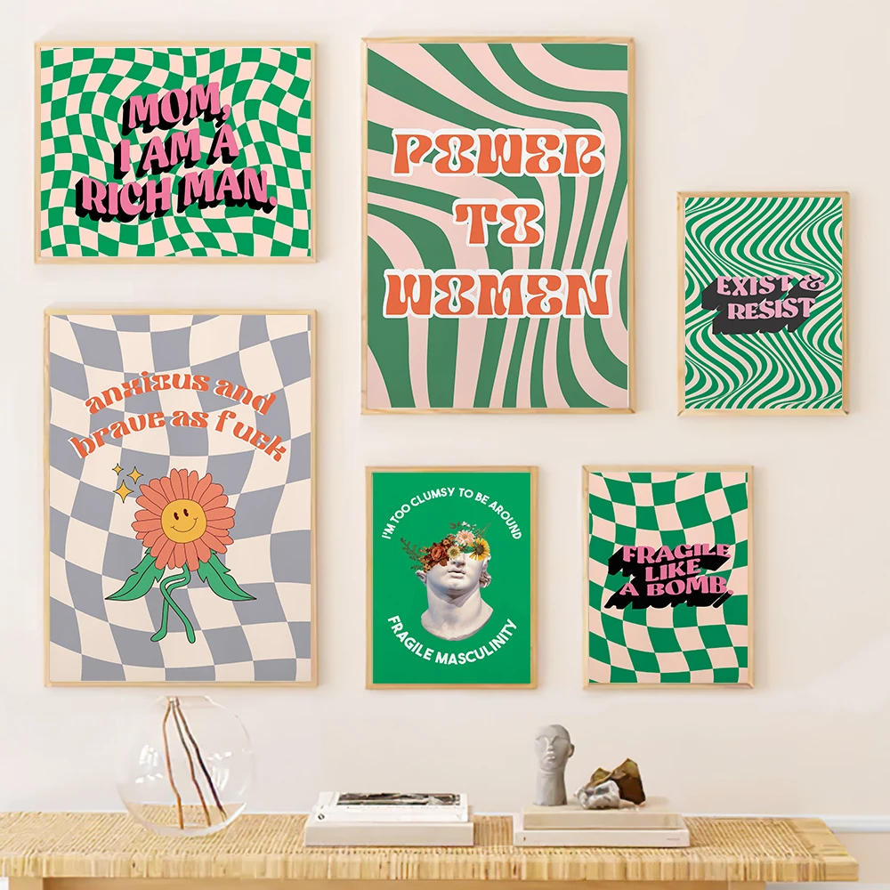 

Feminist Wall Art Quote Poster Girl Gifts Bedroom Office Retro Mom I am A Rich Man Trendy Canvas Painting Room Home Decor Print