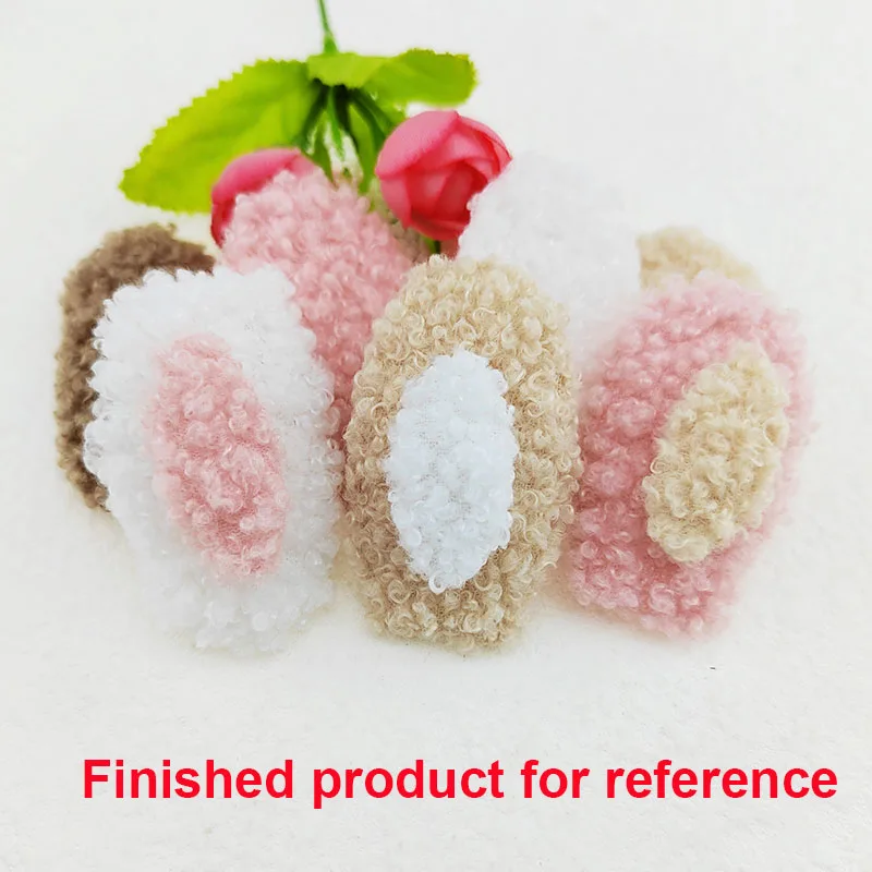 60Pcs 5.5CM Furry Felt Rabbit Ear Padded Appliques For Baby Clothes Hat Sewing DIY Headwear Hair Clip Bow Accessories Patches