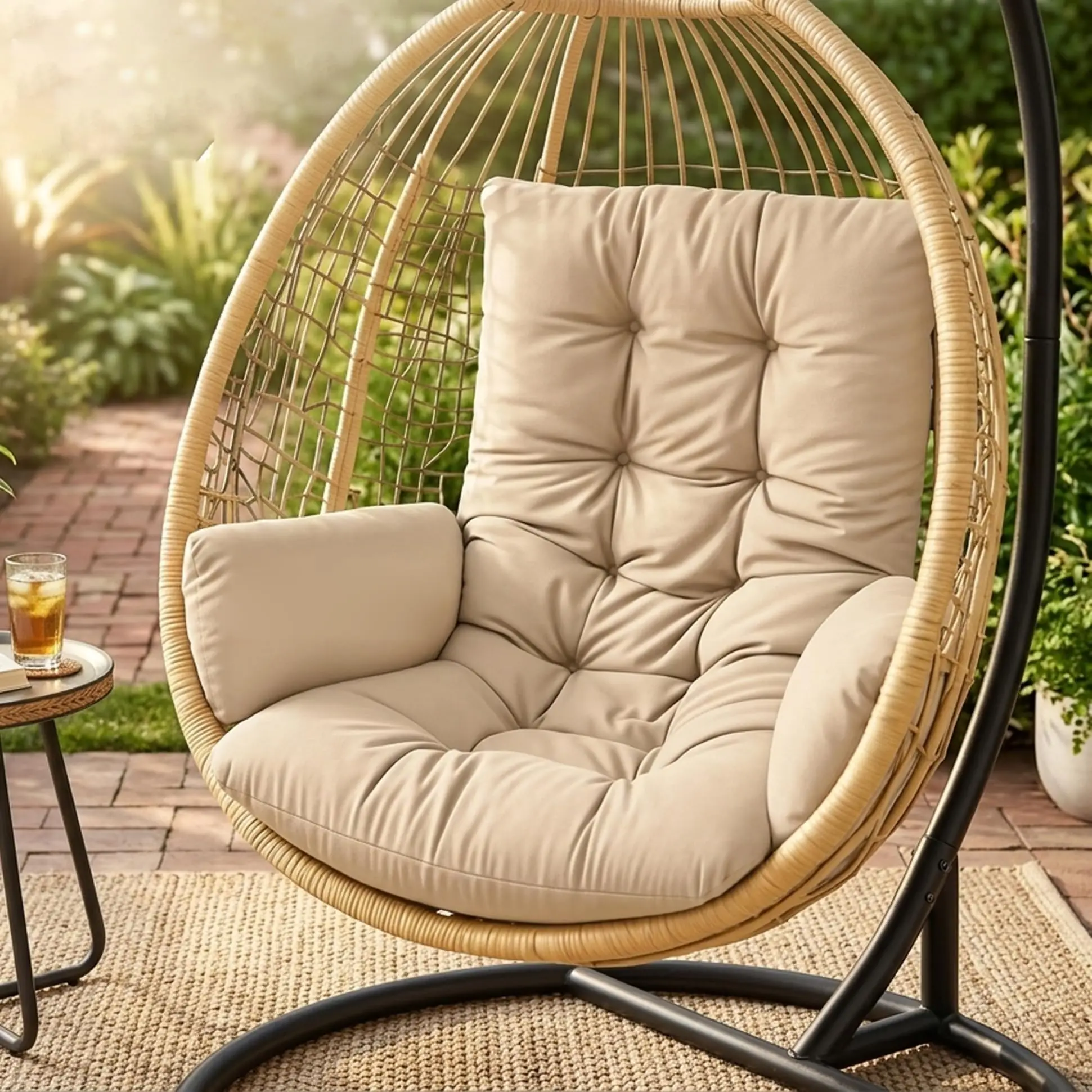 Egg Chair Cushion Replacement, Thickened Hanging Basket Seat Cushions, Indoor/Outdoor Patio Swing Chair Pad, Washable Egg Swing